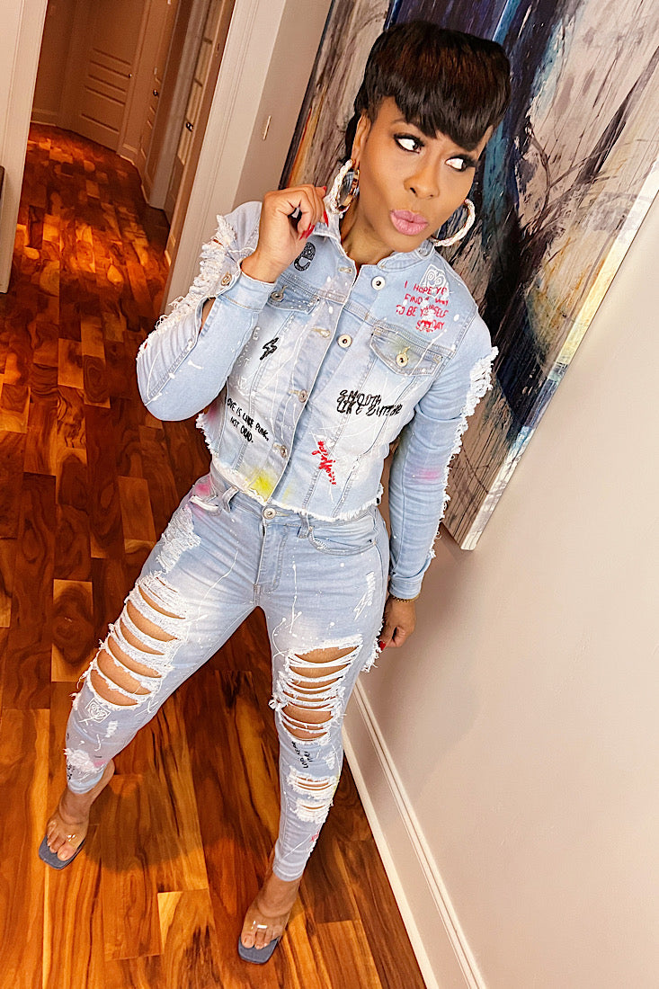 Graffiti Dreams Distressed Jeans