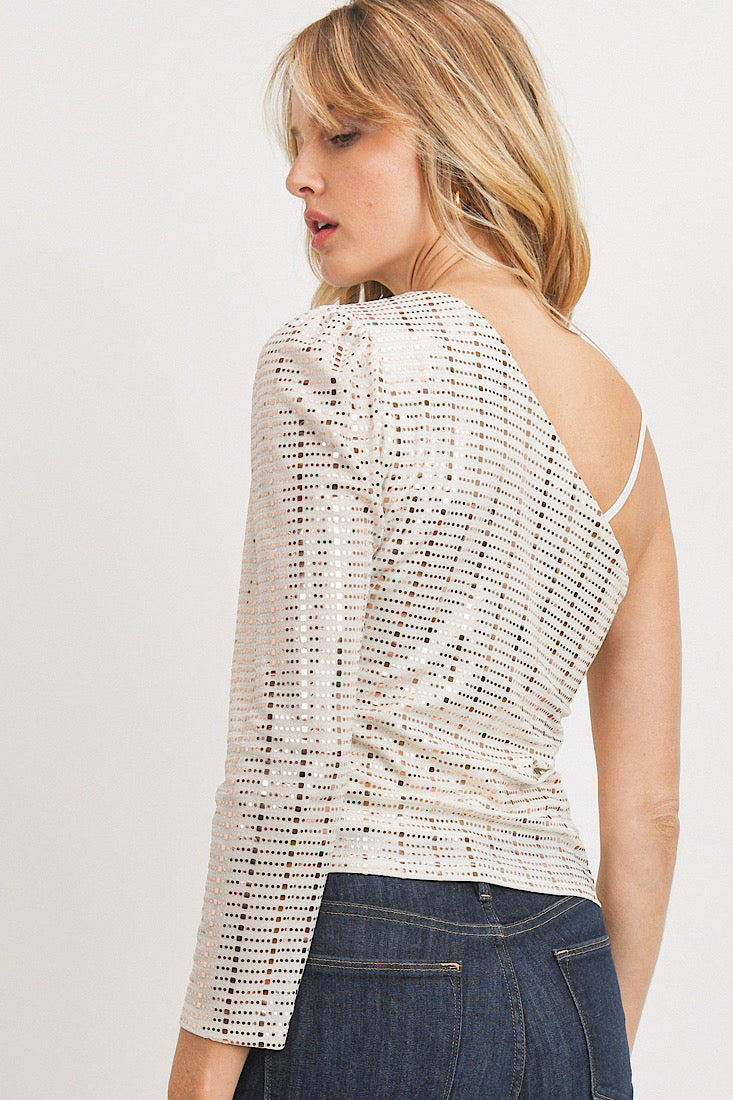 Gia Glistening One Shoulder Top