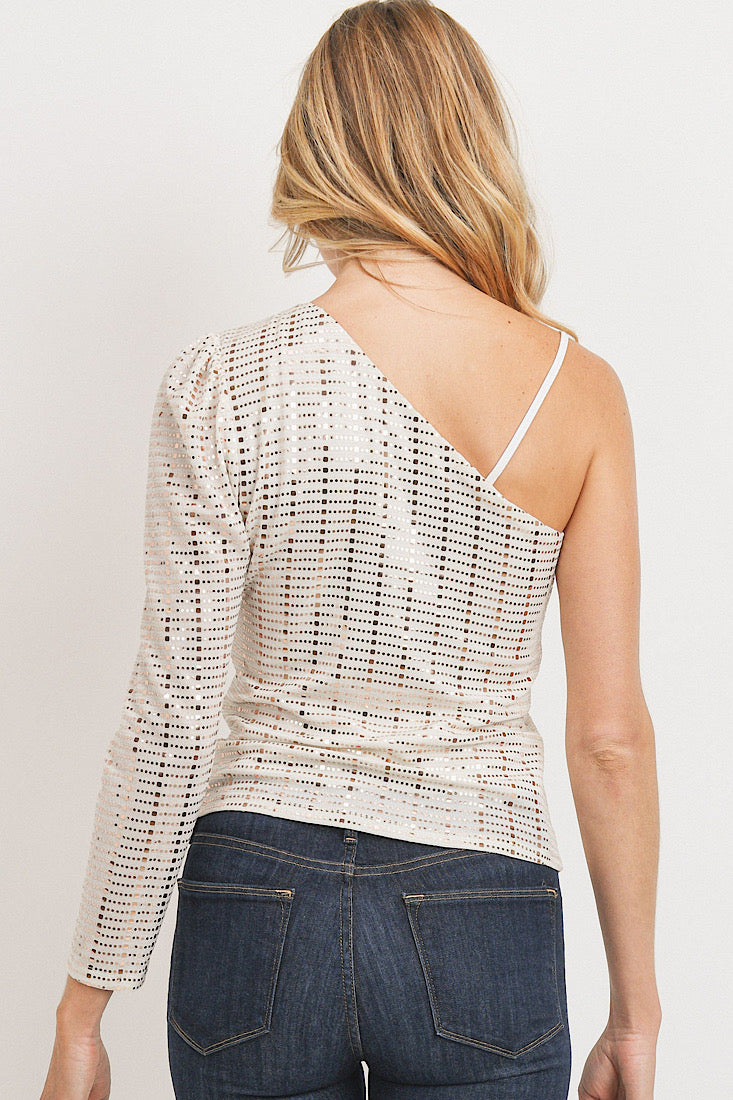 Gia Glistening One Shoulder Top