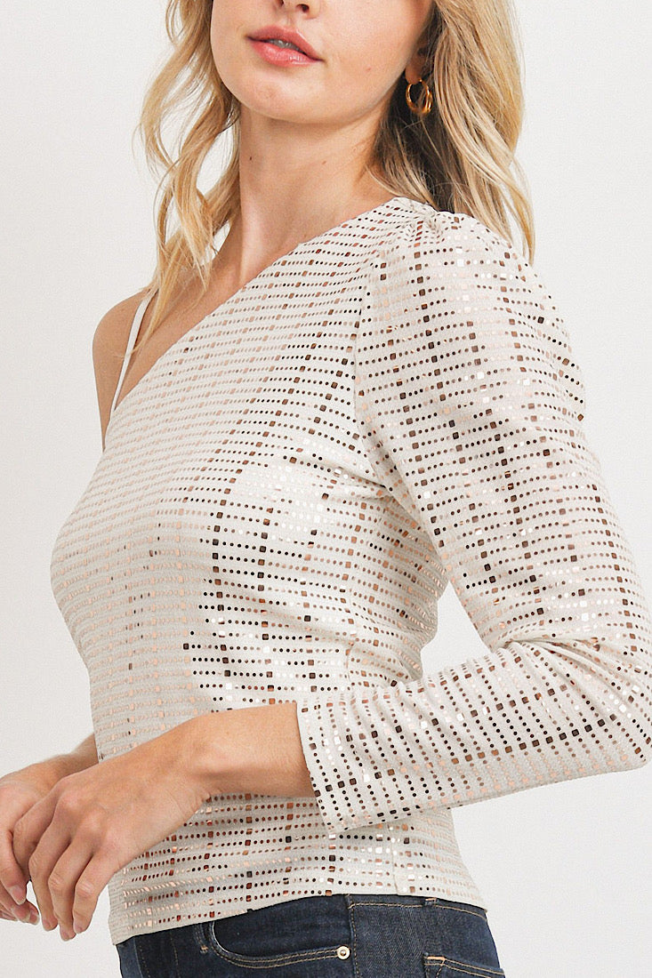 Gia Glistening One Shoulder Top